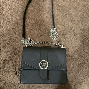 Michael Kors Black Crossbody with Silver Chain